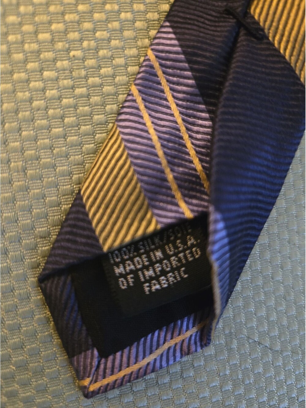 Jos. A. Bank Blue and Gold Striped Silk Necktie - Picture 3 of 7
